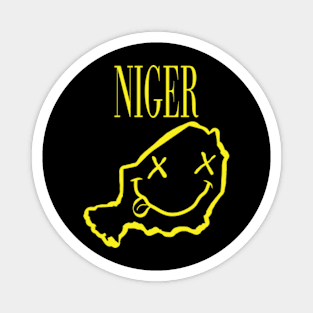 Vibrant Niger Africa x Eyes Happy Face: Unleash Your 90s Grunge Spirit! Smiling Squiggly Mouth Dazed Smiley Face Magnet